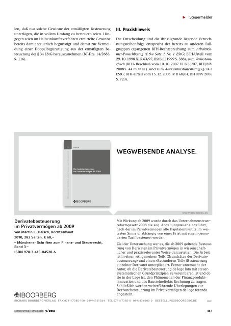 steueranwaltsmagazin 3 /2011 - Wagner-Joos Rechtsanwälte