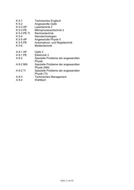 Modulhandbuch des Fachbereichs Physik Studiengänge