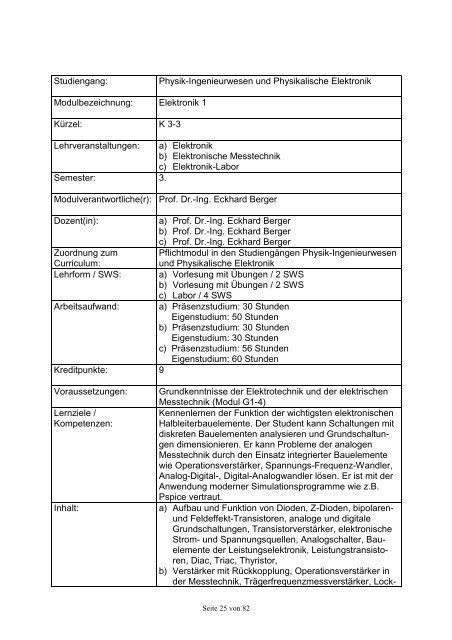 Modulhandbuch des Fachbereichs Physik Studiengänge