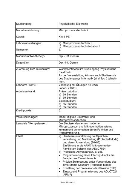 Modulhandbuch des Fachbereichs Physik Studiengänge