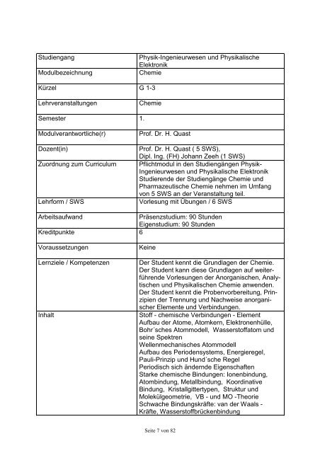 Modulhandbuch des Fachbereichs Physik Studiengänge