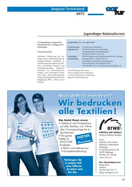 Wir bedrucken alle Textilien! - Aargauer Turnverband