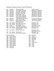Northwest Conference Women's Track & Field History