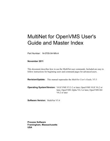 MultiNet for OpenVMS User's Guide and Master ... - Process Software