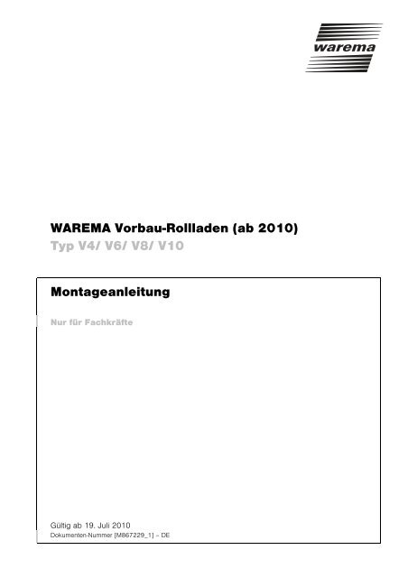 WAREMA Vorbau-Rollladen (ab 2010) - Finkeisen Sonnenschutz