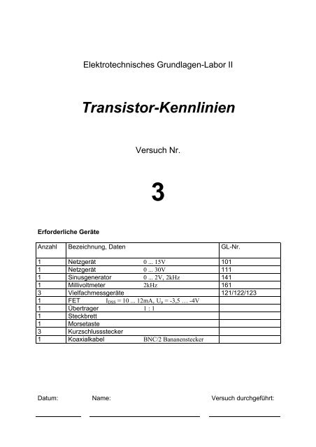 Transistor-Kennlinien