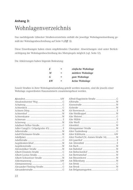 Wohnlagenverzechnis der Stadt Lübeck als PDF-Download