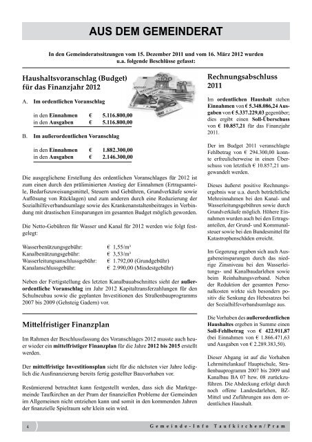 verschiedene informationen - Taufkirchen an der Pram