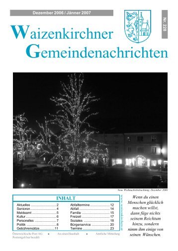 Waizenkirchner Gemeindenachrichten Nr. 228 - Marktgemeinde ...