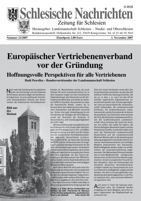 Europäischer Vertriebenenverband vor der Gründung