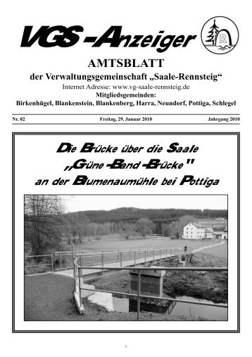 AMTSBLATT der Verwaltungsgemeinschaft - VG Saale-Rennsteig