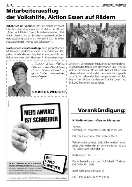 Kultur S.9; Gebühren- erhöhung S. 6 - SPÖ Lilienfeld