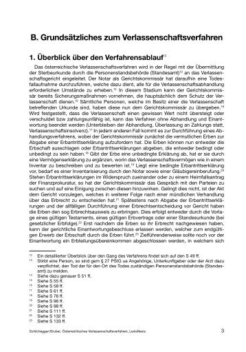 B. Grundsätzliches zum Verlassenschaftsverfahren - Manz