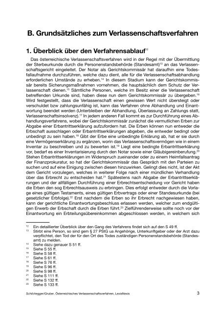 B. Grundsätzliches zum Verlassenschaftsverfahren - Manz