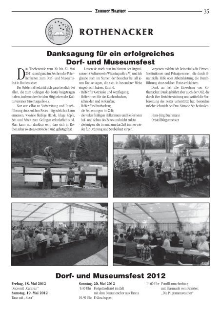 Jahresanzeiger 2011 - Stadtverwaltung Tanna