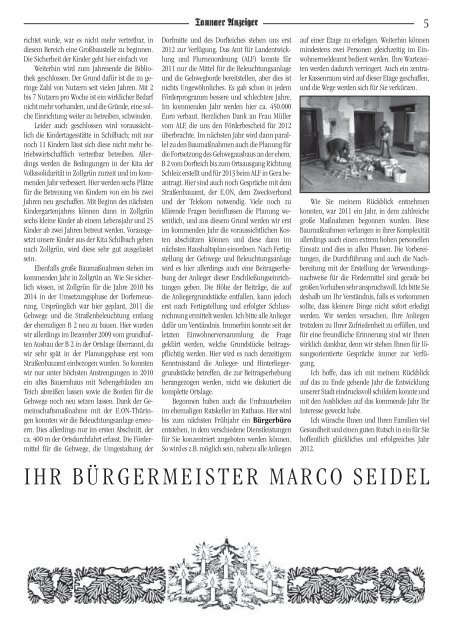 Jahresanzeiger 2011 - Stadtverwaltung Tanna