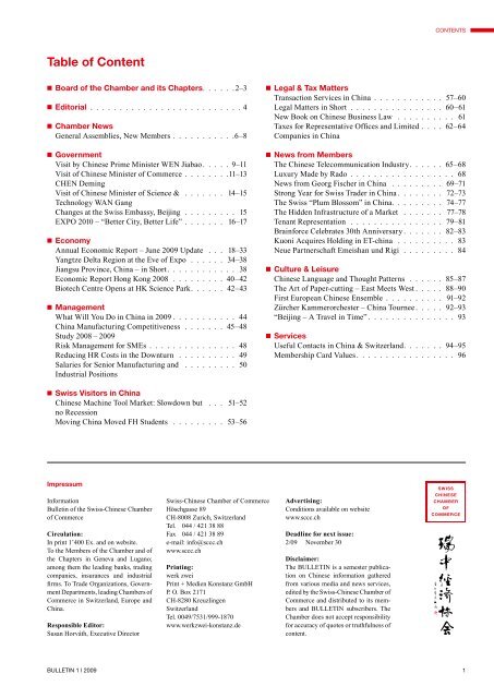 Bulletin of the Swiss-Chinese Chamber of Commerce - Chambre de ...