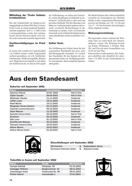 Axamer Zeitung Nr. 43 (0 bytes) - Gemeinde Axams - Land Tirol