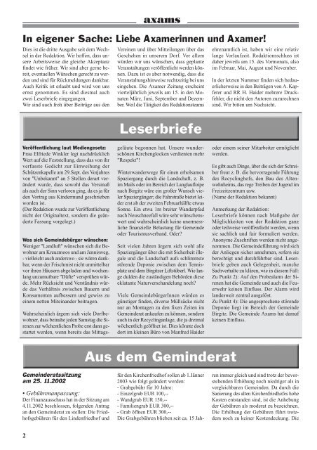 Axamer Zeitung Nr. 43 (0 bytes) - Gemeinde Axams - Land Tirol