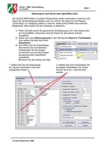 Datenexport nach Excel oder OpenOffice-Calc Um SchiLD-NRW ...