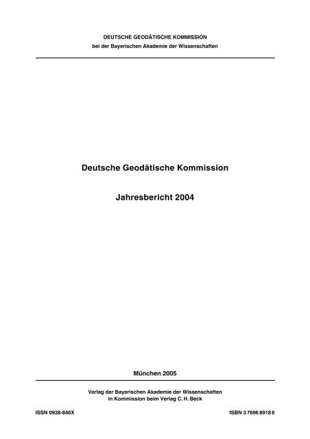 Deutsche Geodätische Kommission Jahresbericht 2004