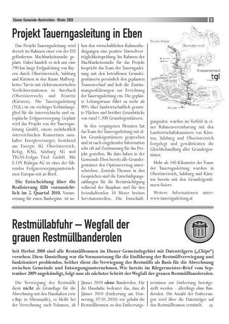 Gemeindezeitung Winter 2009 / 2010 - Gemeinde Eben