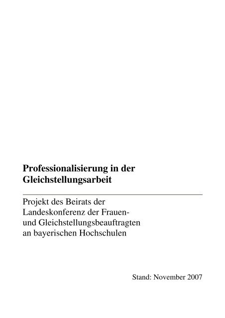 Professionalisierung in der Gleichstellungsarbeit - Universität ...