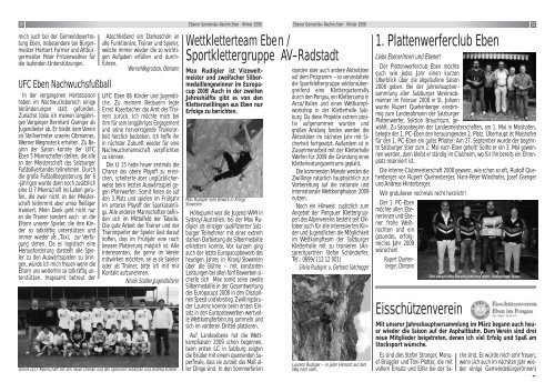 Gemeindezeitung Winter 2008 / 2009 - Gemeinde Eben