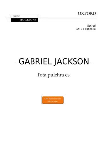 Gabriel Jackson Tota pulchra es 