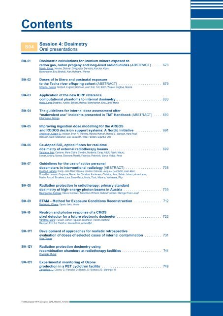 IRPA 2010 Proceedings: Contents - Third European IRPA Congress ...