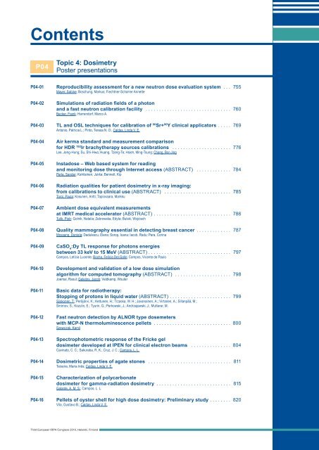 IRPA 2010 Proceedings: Contents - Third European IRPA Congress ...