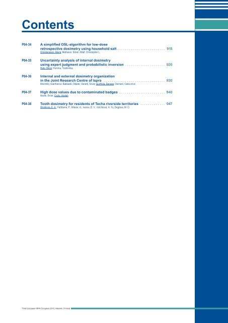 IRPA 2010 Proceedings: Contents - Third European IRPA Congress ...