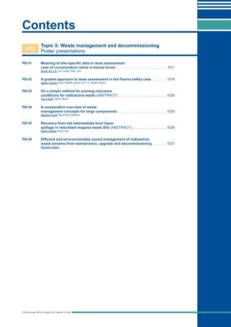 IRPA 2010 Proceedings: Contents - Third European IRPA Congress ...