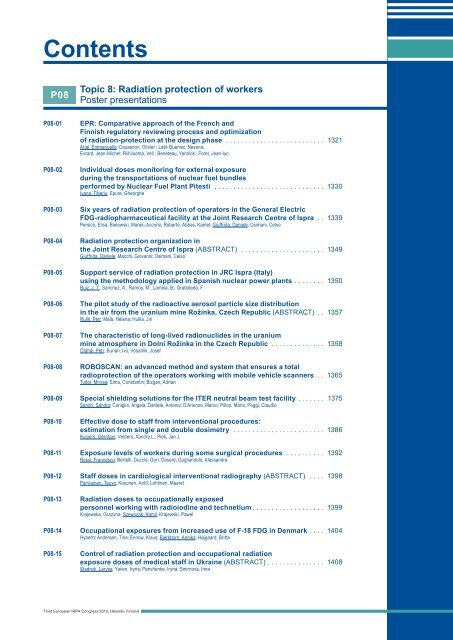 IRPA 2010 Proceedings: Contents - Third European IRPA Congress ...