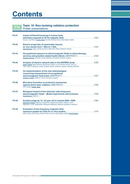 IRPA 2010 Proceedings: Contents - Third European IRPA Congress ...