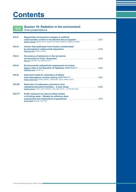 IRPA 2010 Proceedings: Contents - Third European IRPA Congress ...