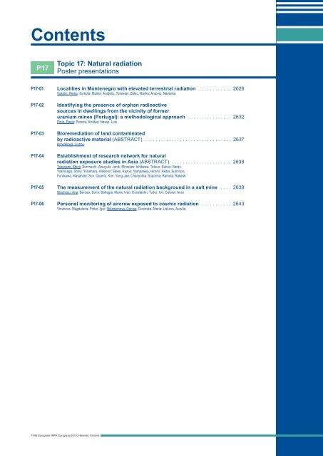 IRPA 2010 Proceedings: Contents - Third European IRPA Congress ...