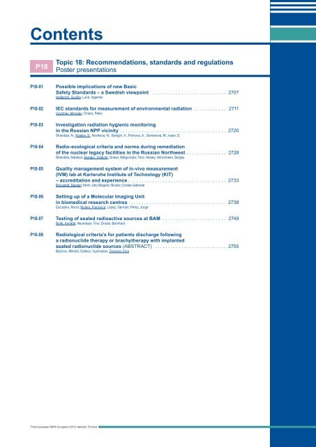 IRPA 2010 Proceedings: Contents - Third European IRPA Congress ...