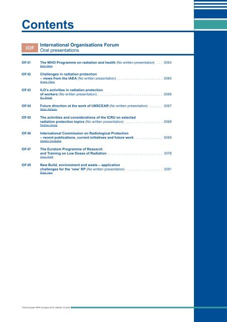 IRPA 2010 Proceedings: Contents - Third European IRPA Congress ...