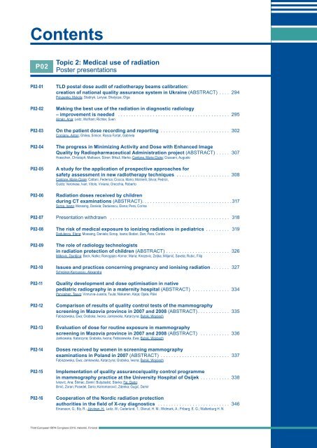 IRPA 2010 Proceedings: Contents - Third European IRPA Congress ...