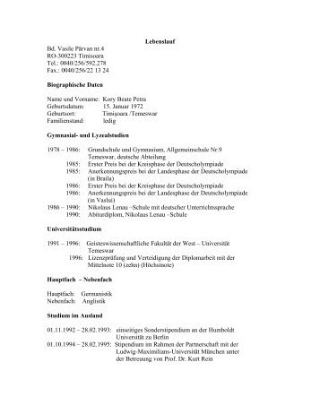 0040/256/592.278 Fax.: 0040/256/22 13 24 Biographische Daten ...