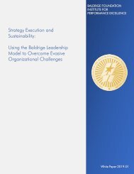 Baldrige White Paper Series 2019 - Strategy Execution and Sustainability