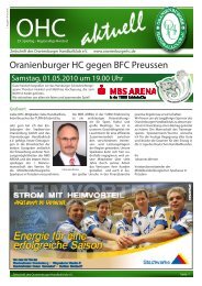 Oranienburger HC gegen BFC Preussen