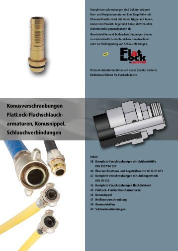 Konusverschraubungen FlatLock-Flachschlauch- armaturen ...