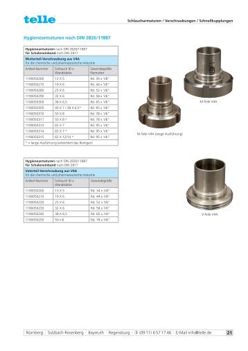21 Hygienearmaturen nach DIN 2826/11887