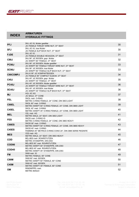 EXIT Armaturen Liste ohne Preise 2012 deutsch ... - EXITFLEX GmbH
