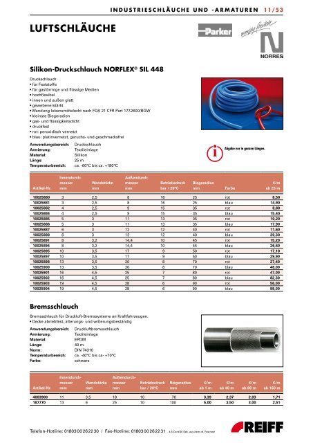 absaug-, gebläse- und förderschläuche - REIFF Technische Produkte