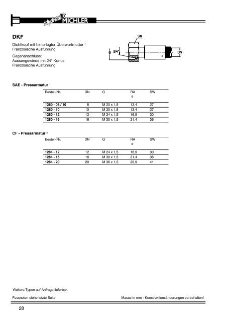 Schlaucharmaturen - Hydraulik Michler