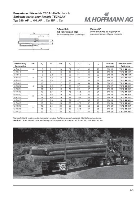 Armaturen Schläuche Embouts Tuyaux - SUTTER Hydraulik ...