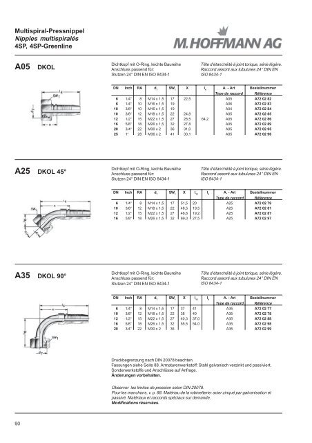 Armaturen Schläuche Embouts Tuyaux - SUTTER Hydraulik ...